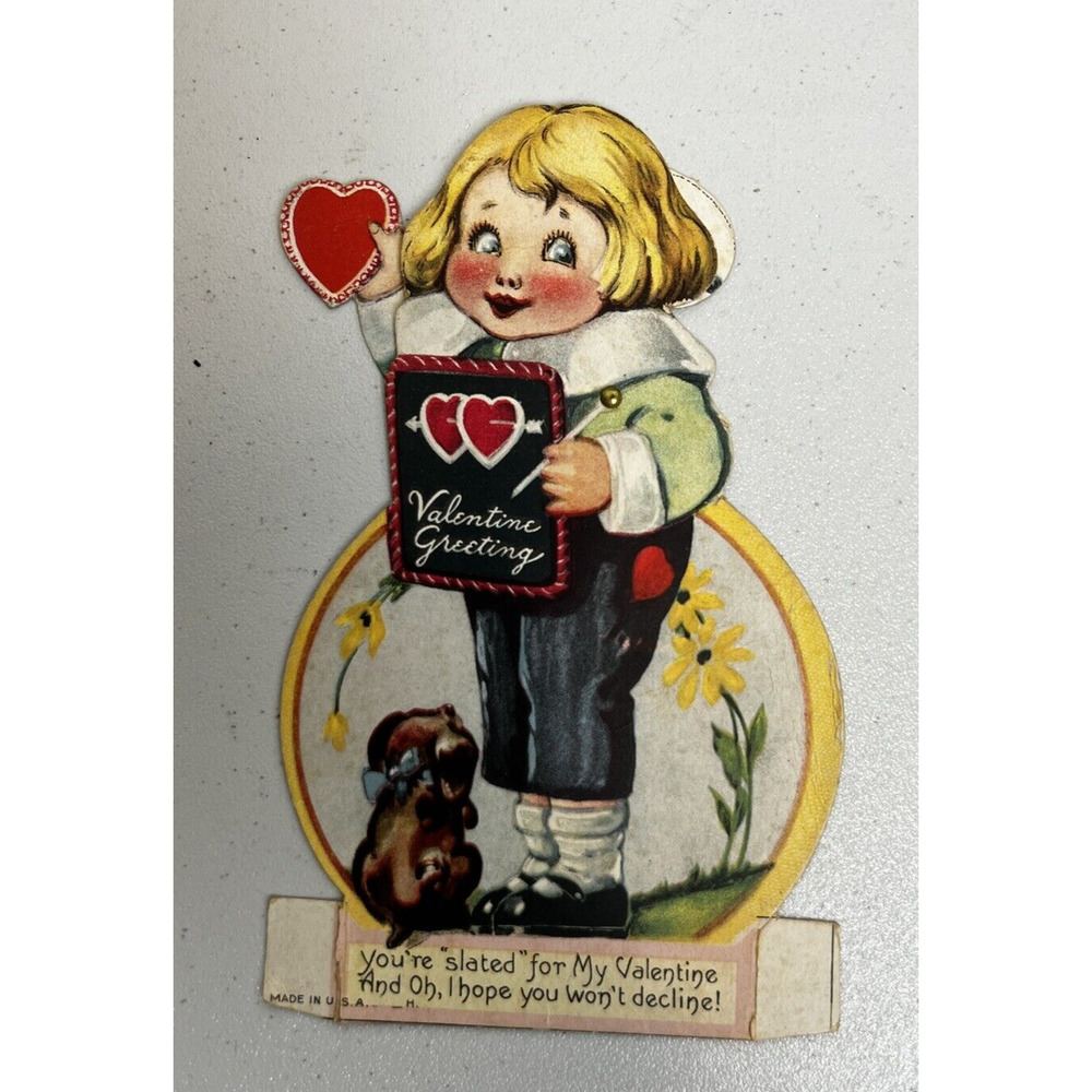 VTG 1920-1930 MECHANICAL‎ VALENTINE CARD Moving heart and google eye